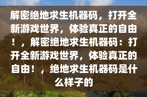 解密绝地求生机器码，打开全新游戏世界，体验真正的自由！，解密绝地求生机器码：打开全新游戏世界，体验真正的自由！，绝地求生机器码是什么样子的