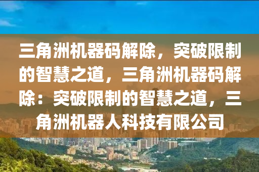 三角洲机器码解除，突破限制的智慧之道，三角洲机器码解除：突破限制的智慧之道，三角洲机器人科技有限公司