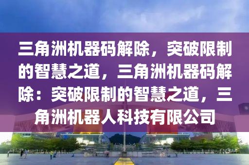 三角洲机器码解除，突破限制的智慧之道，三角洲机器码解除：突破限制的智慧之道，三角洲机器人科技有限公司