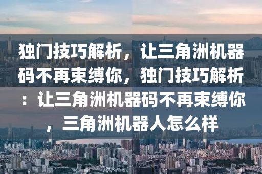 独门技巧解析，让三角洲机器码不再束缚你，独门技巧解析：让三角洲机器码不再束缚你，三角洲机器人怎么样