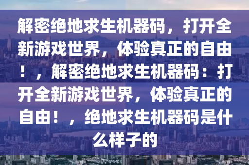 解密绝地求生机器码，打开全新游戏世界，体验真正的自由！，解密绝地求生机器码：打开全新游戏世界，体验真正的自由！，绝地求生机器码是什么样子的