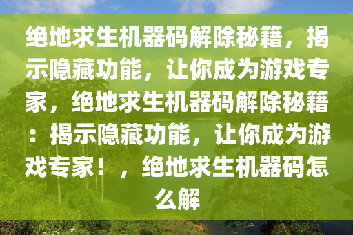绝地求生机器码解除秘籍，揭示隐藏功能，让你成为游戏专家，绝地求生机器码解除秘籍：揭示隐藏功能，让你成为游戏专家！，绝地求生机器码怎么解