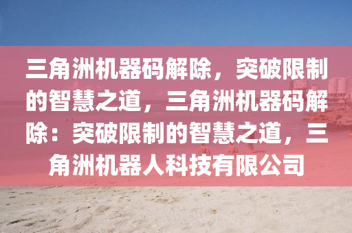 三角洲机器码解除，突破限制的智慧之道，三角洲机器码解除：突破限制的智慧之道，三角洲机器人科技有限公司