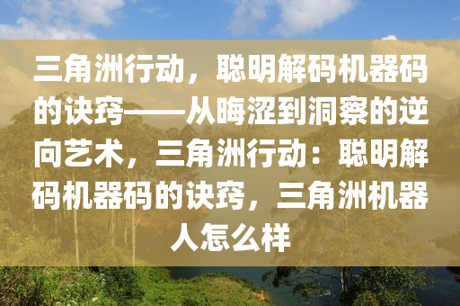 三角洲行动，聪明解码机器码的诀窍——从晦涩到洞察的逆向艺术，三角洲行动：聪明解码机器码的诀窍，三角洲机器人怎么样
