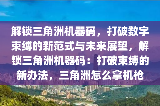 解锁三角洲机器码，打破数字束缚的新范式与未来展望，解锁三角洲机器码：打破束缚的新办法，三角洲怎么拿机枪