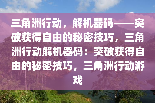 三角洲行动，解机器码——突破获得自由的秘密技巧，三角洲行动解机器码：突破获得自由的秘密技巧，三角洲行动游戏
