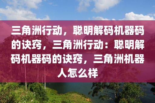 三角洲行动，聪明解码机器码的诀窍，三角洲行动：聪明解码机器码的诀窍，三角洲机器人怎么样