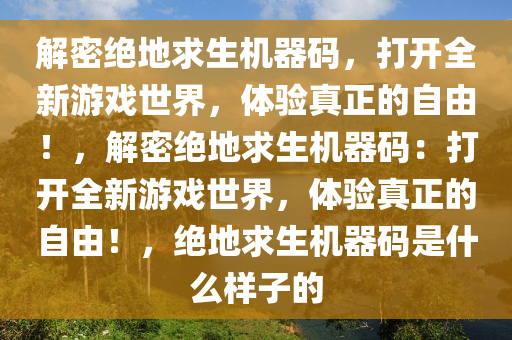 解密绝地求生机器码，打开全新游戏世界，体验真正的自由！，解密绝地求生机器码：打开全新游戏世界，体验真正的自由！，绝地求生机器码是什么样子的