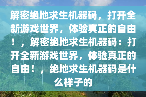 解密绝地求生机器码，打开全新游戏世界，体验真正的自由！，解密绝地求生机器码：打开全新游戏世界，体验真正的自由！，绝地求生机器码是什么样子的