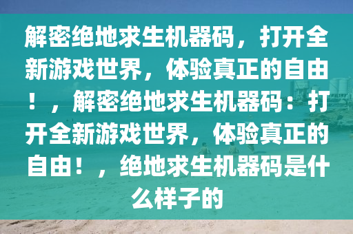 解密绝地求生机器码，打开全新游戏世界，体验真正的自由！，解密绝地求生机器码：打开全新游戏世界，体验真正的自由！，绝地求生机器码是什么样子的
