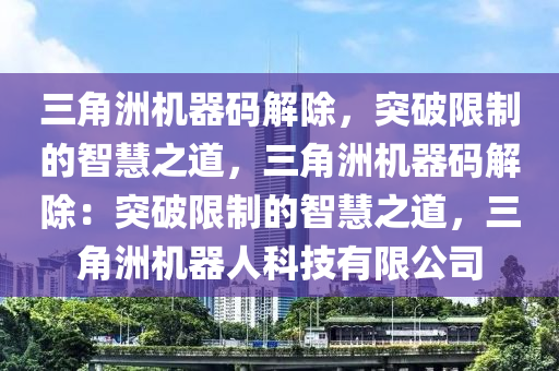 三角洲机器码解除，突破限制的智慧之道，三角洲机器码解除：突破限制的智慧之道，三角洲机器人科技有限公司