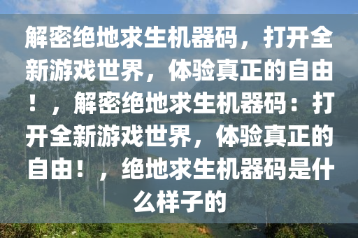 解密绝地求生机器码，打开全新游戏世界，体验真正的自由！，解密绝地求生机器码：打开全新游戏世界，体验真正的自由！，绝地求生机器码是什么样子的
