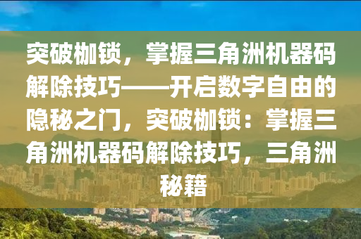 突破枷锁，掌握三角洲机器码解除技巧——开启数字自由的隐秘之门，突破枷锁：掌握三角洲机器码解除技巧，三角洲 秘籍
