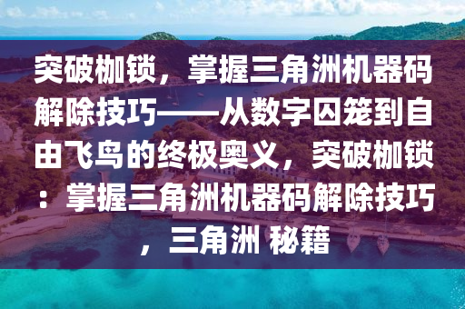 突破枷锁，掌握三角洲机器码解除技巧——从数字囚笼到自由飞鸟的终极奥义，突破枷锁：掌握三角洲机器码解除技巧，三角洲 秘籍