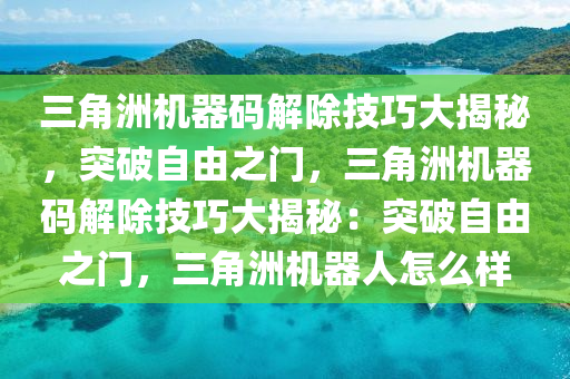 三角洲机器码解除技巧大揭秘，突破自由之门，三角洲机器码解除技巧大揭秘：突破自由之门，三角洲机器人怎么样