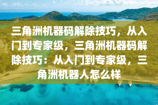 三角洲机器码解除技巧，从入门到专家级，三角洲机器码解除技巧：从入门到专家级，三角洲机器人怎么样
