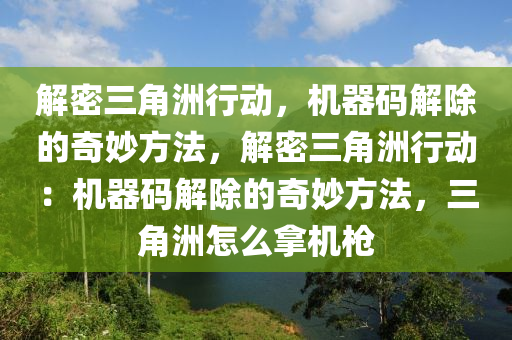 解密三角洲行动，机器码解除的奇妙方法，解密三角洲行动：机器码解除的奇妙方法，三角洲怎么拿机枪