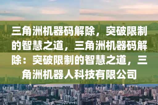 三角洲机器码解除，突破限制的智慧之道，三角洲机器码解除：突破限制的智慧之道，三角洲机器人科技有限公司