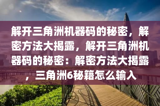 解开三角洲机器码的秘密，解密方法大揭露，解开三角洲机器码的秘密：解密方法大揭露，三角洲6秘籍怎么输入