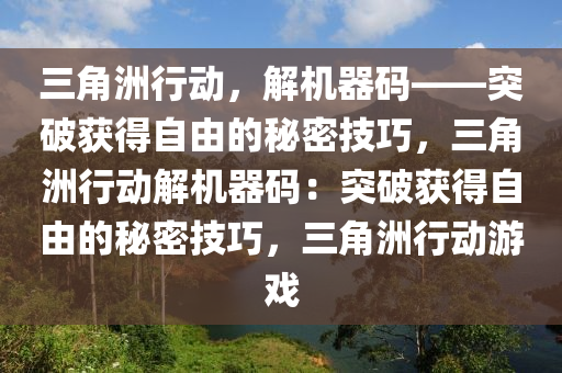 三角洲行动，解机器码——突破获得自由的秘密技巧，三角洲行动解机器码：突破获得自由的秘密技巧，三角洲行动游戏