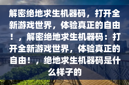 解密绝地求生机器码，打开全新游戏世界，体验真正的自由！，解密绝地求生机器码：打开全新游戏世界，体验真正的自由！，绝地求生机器码是什么样子的
