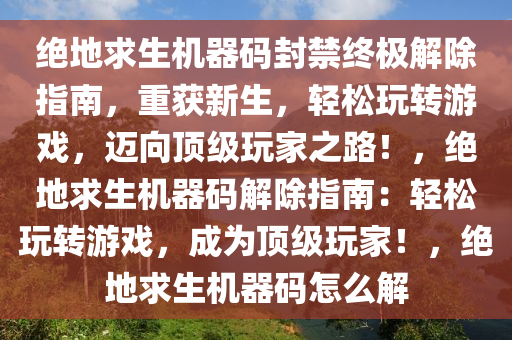 绝地求生机器码封禁终极解除指南，重获新生，轻松玩转游戏，迈向顶级玩家之路！，绝地求生机器码解除指南：轻松玩转游戏，成为顶级玩家！，绝地求生机器码怎么解