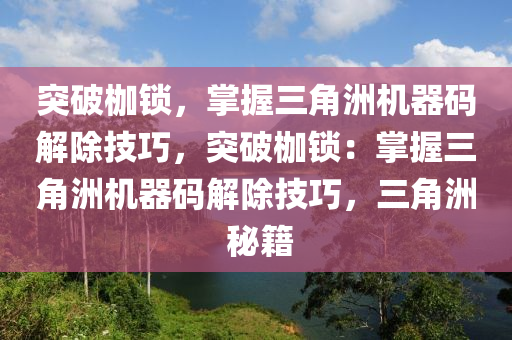 突破枷锁，掌握三角洲机器码解除技巧，突破枷锁：掌握三角洲机器码解除技巧，三角洲 秘籍