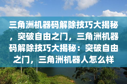 三角洲机器码解除技巧大揭秘，突破自由之门，三角洲机器码解除技巧大揭秘：突破自由之门，三角洲机器人怎么样