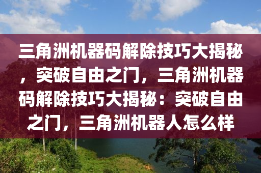 三角洲机器码解除技巧大揭秘，突破自由之门，三角洲机器码解除技巧大揭秘：突破自由之门，三角洲机器人怎么样