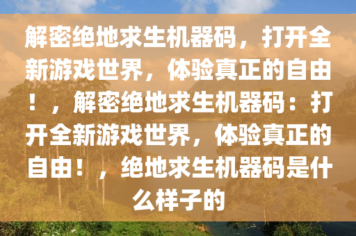 解密绝地求生机器码，打开全新游戏世界，体验真正的自由！，解密绝地求生机器码：打开全新游戏世界，体验真正的自由！，绝地求生机器码是什么样子的
