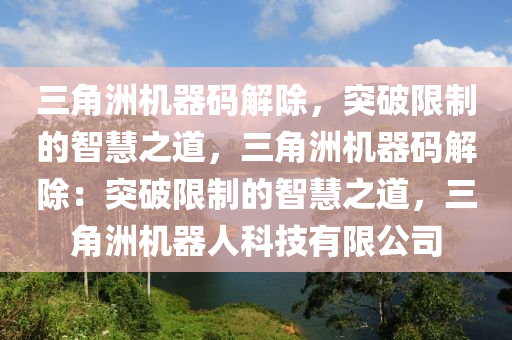 三角洲机器码解除，突破限制的智慧之道，三角洲机器码解除：突破限制的智慧之道，三角洲机器人科技有限公司