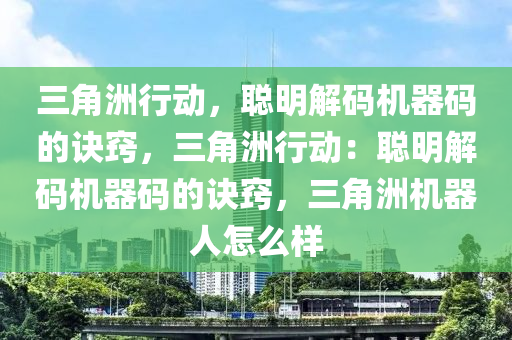 三角洲行动，聪明解码机器码的诀窍，三角洲行动：聪明解码机器码的诀窍，三角洲机器人怎么样