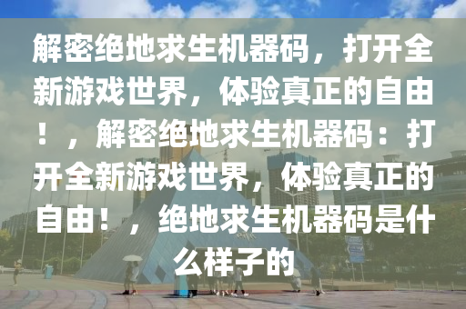 解密绝地求生机器码，打开全新游戏世界，体验真正的自由！，解密绝地求生机器码：打开全新游戏世界，体验真正的自由！，绝地求生机器码是什么样子的