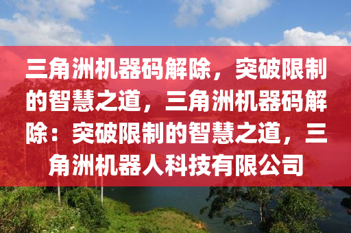 三角洲机器码解除，突破限制的智慧之道，三角洲机器码解除：突破限制的智慧之道，三角洲机器人科技有限公司