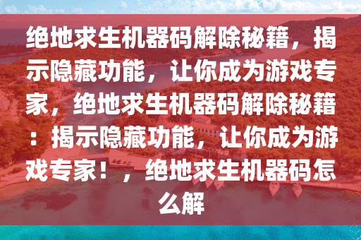 绝地求生机器码解除秘籍，揭示隐藏功能，让你成为游戏专家，绝地求生机器码解除秘籍：揭示隐藏功能，让你成为游戏专家！，绝地求生机器码怎么解