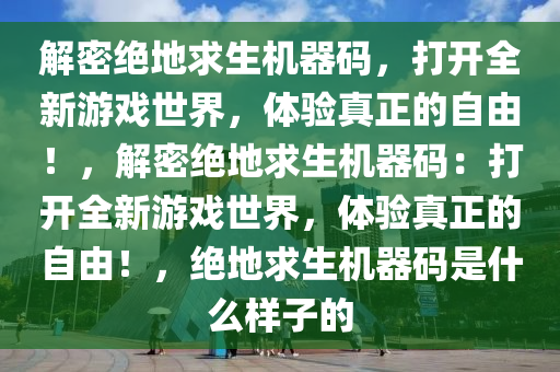 解密绝地求生机器码，打开全新游戏世界，体验真正的自由！，解密绝地求生机器码：打开全新游戏世界，体验真正的自由！，绝地求生机器码是什么样子的