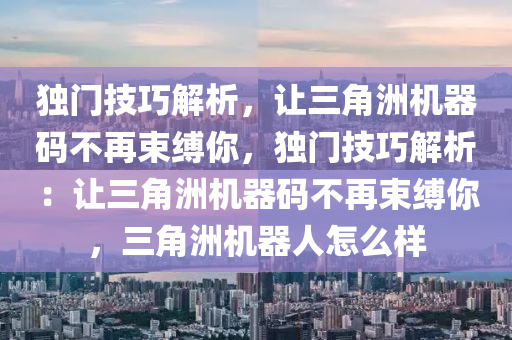 独门技巧解析，让三角洲机器码不再束缚你，独门技巧解析：让三角洲机器码不再束缚你，三角洲机器人怎么样