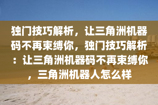 独门技巧解析，让三角洲机器码不再束缚你，独门技巧解析：让三角洲机器码不再束缚你，三角洲机器人怎么样