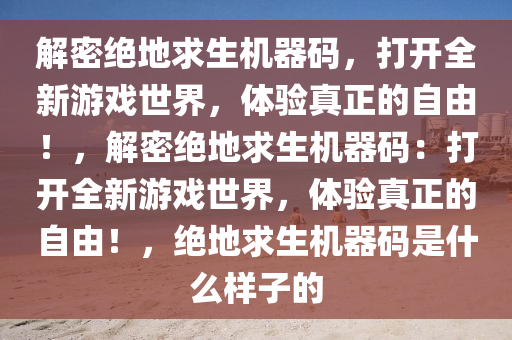 解密绝地求生机器码，打开全新游戏世界，体验真正的自由！，解密绝地求生机器码：打开全新游戏世界，体验真正的自由！，绝地求生机器码是什么样子的