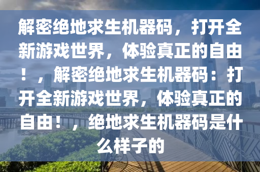 解密绝地求生机器码，打开全新游戏世界，体验真正的自由！，解密绝地求生机器码：打开全新游戏世界，体验真正的自由！，绝地求生机器码是什么样子的