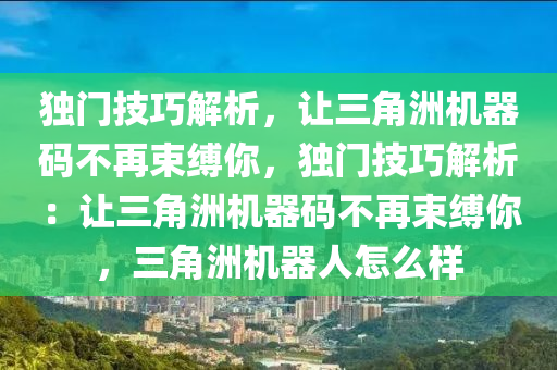 独门技巧解析，让三角洲机器码不再束缚你，独门技巧解析：让三角洲机器码不再束缚你，三角洲机器人怎么样