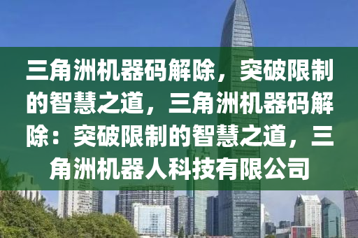 三角洲机器码解除，突破限制的智慧之道，三角洲机器码解除：突破限制的智慧之道，三角洲机器人科技有限公司