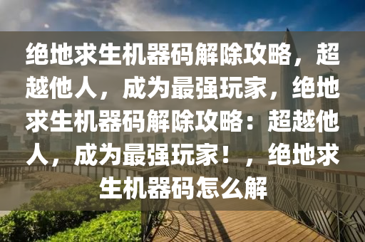 绝地求生机器码解除攻略，超越他人，成为最强玩家，绝地求生机器码解除攻略：超越他人，成为最强玩家！，绝地求生机器码怎么解